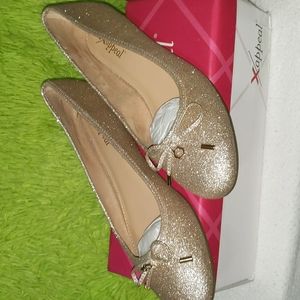 Glitter Gold Ballerina Flats